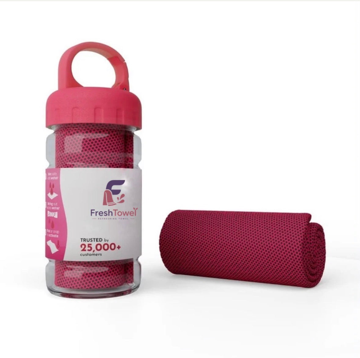 Original FreshTowel™ Bouteille Bleu / Rose / Vert / Orange.